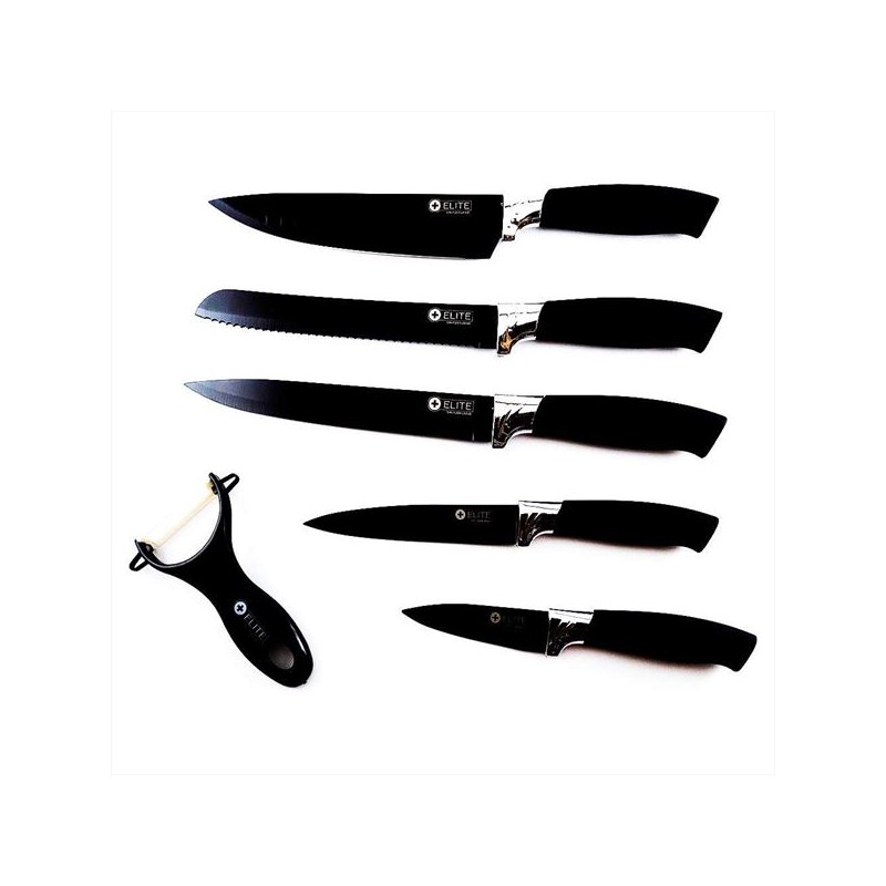 Juego de cuchillos de 6 piezas, juego de cuchillos de cocina, juego de  cuchillos de chef, juegos de corte de acero inoxidable, cerámica negra,  cocina