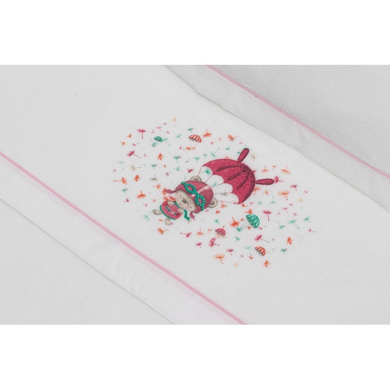 Triptico Cuna Coralina + Cepillo Y Peine “Paracaidas” Interbaby Rosa