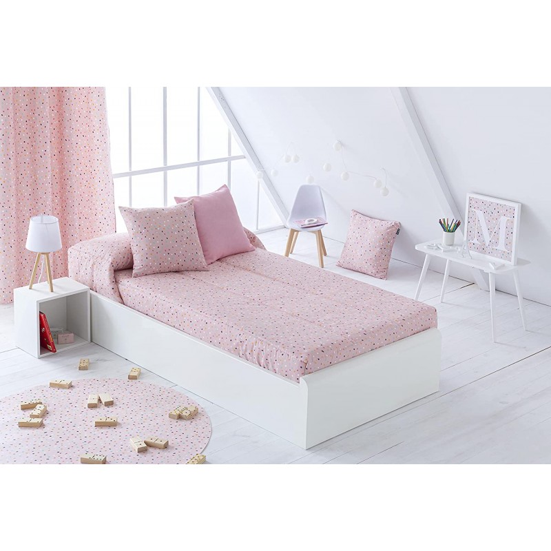 Edredón ajustable cama de chica 90 o 105 FASHION en color rosa y gris